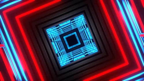 Red And Blue Square Strobe Light Tunnel Background Vj Loop In 4K