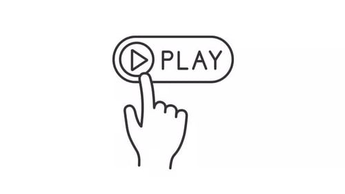 Animated Hand Cursor Clicking Play Button Icon