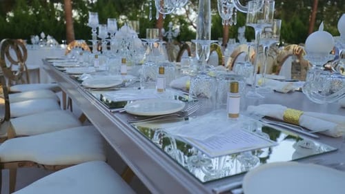 Elegant Tablescape at Outdoor Wedding Reception
