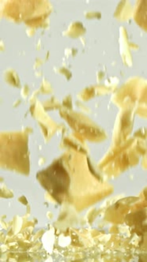 Super Slow Motion Pieces of White Chocolate Filmed on a Highspeed Camera at 1000 Fps