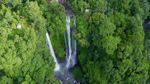 Aerial View of Sekumpul Waterfalls Bali Indonesia