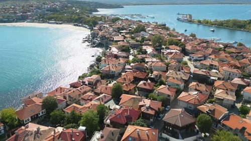 Aerial View Of Old Town Sozopol Bulgaria