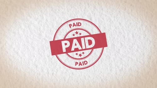 Red Paid Stamp Animation on Textured Paper