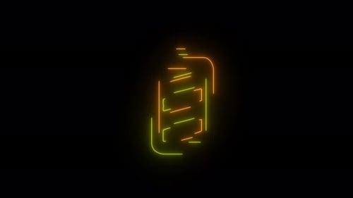 Neon Battery Charge Icon Line Drawing Animation
