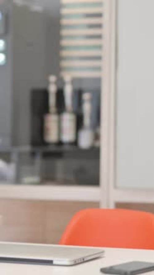 Young Man Coming Office in Morning