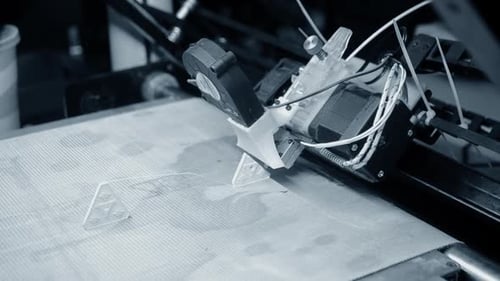 3D Printer 3D Printer Printing Object Closeup 3D Printer Printing Model White