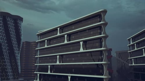Imponente rascacielos en medio de un bullicioso paisaje urbano