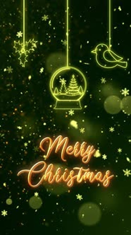 Decorative Neon Line Art Merry Christmas Greeting