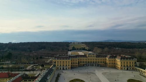 Schönbrunn Palace in Vienna, Austria, aerial view changing perspective