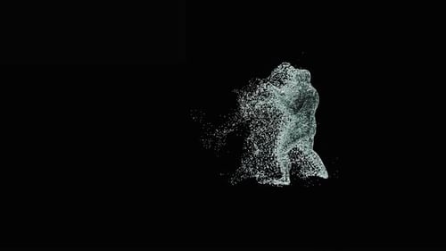 Dynamic Water Particle Figure Forms and Dissolves