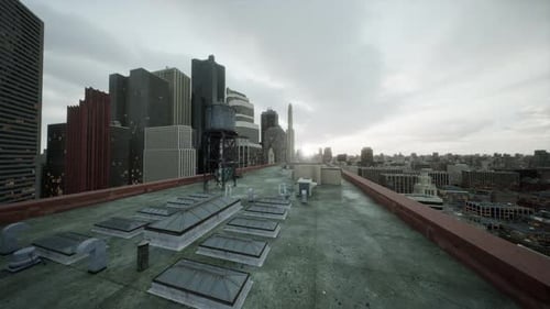 El techo del edificio con compuertas de ventilación