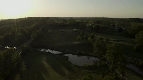 4K Aerial Shot of Golf Course in Summer