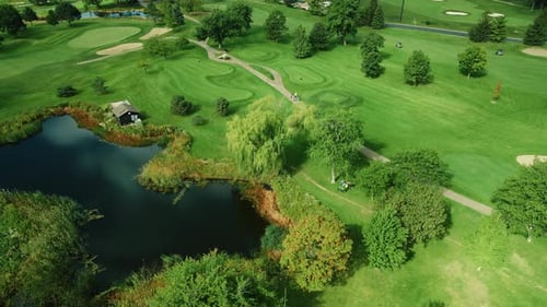 Vibrant View Of Golf Green Course In Countryside, Landscape Field, Northbrook , Illinois, Chicago