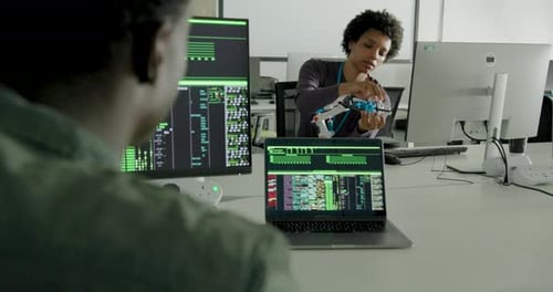 Engineers Meeting in Office Coding on Computer Technology