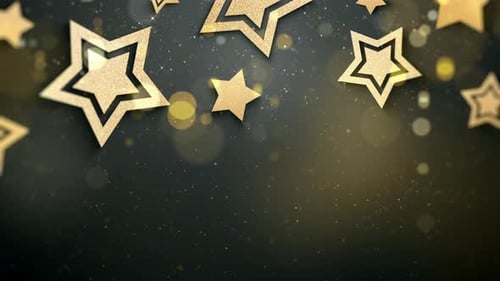 Festive Golden Stars and Sparkling Bokeh Loop Background