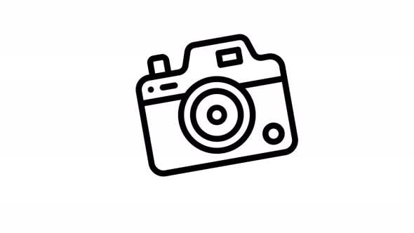Animated Camera Icon with Minimalist Line Art Style, Elements Motion ...