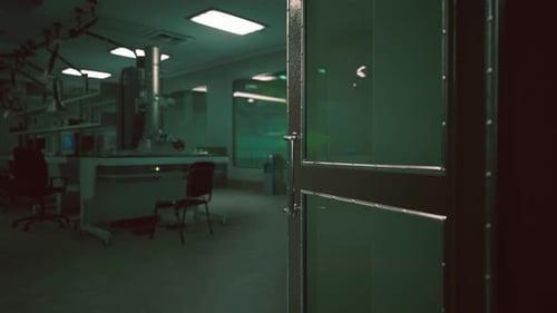 Futuristic Science Laboratory Door Closing Animation
