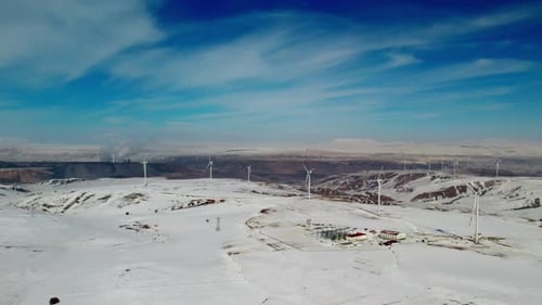 Aerial Shot Of Windmills Field