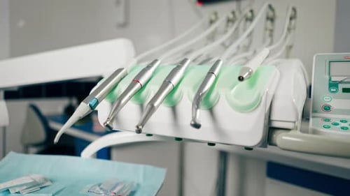 in a Dental Clinic Device with Different Attachments for Drilling Teeth