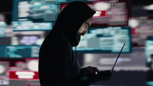 Espião profissional comprometendo a segurança cibernética por meio de malware e vírus