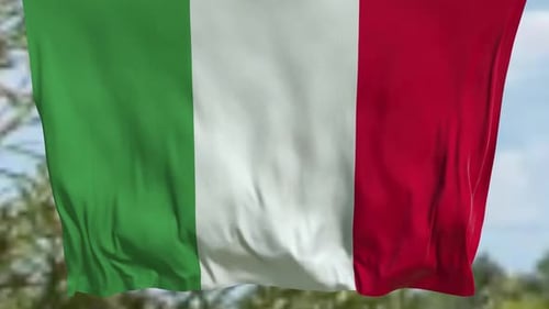 Waving Flag of Italy Seamless Loop with Realistic Fabric Movement