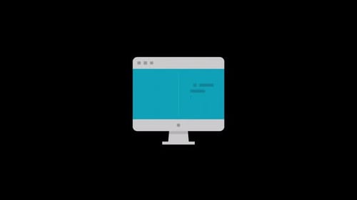 Animated Flat Design Business Icons on Computer Monitor Screen