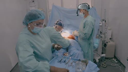 Operationsteam Professionelle Ärzte Chirurgen führen chirurgische Operationen durch Magenlaparoskopie | Medizinisch