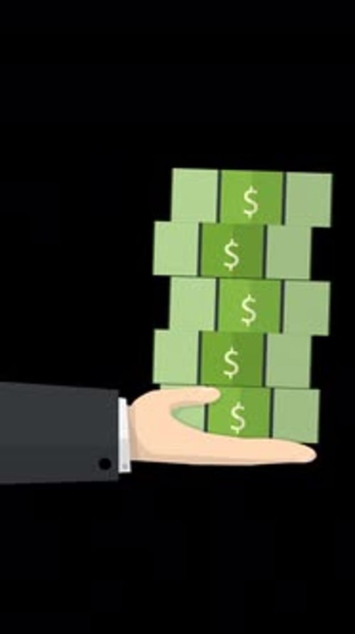 Hand Holds Dollar Bills On Vertical On Alpha Channel