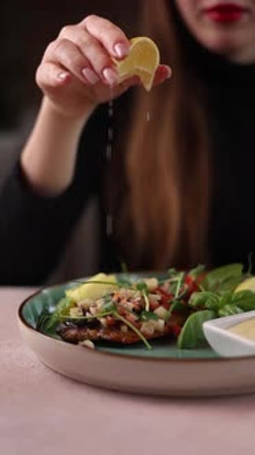 A delicious fish dish in a restaurant. Close-up