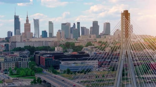 Establishing Aerial Panoramic View of Warsaw City Centre