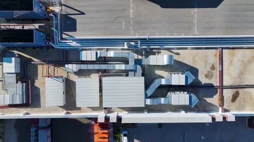 Aerial Video of Rooftop Ventilation Blocks on Trade Complex