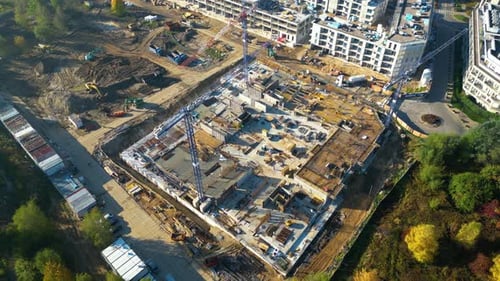 Construction Site Aerial View Building City Development