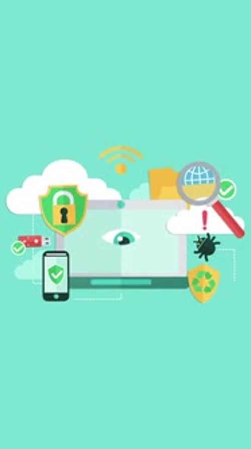 Animated Flat Design Concept for Data Security and Protection