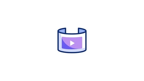 Minimalist Rotating Curved Screen Video Player Icon Animation