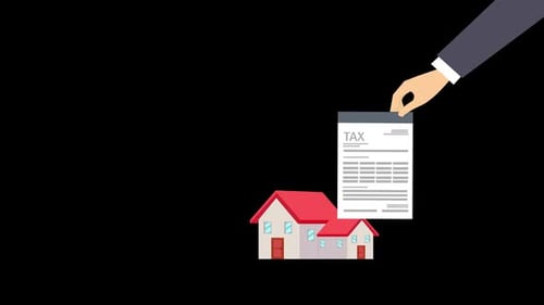 Animated Property Tax Document and House Illustration