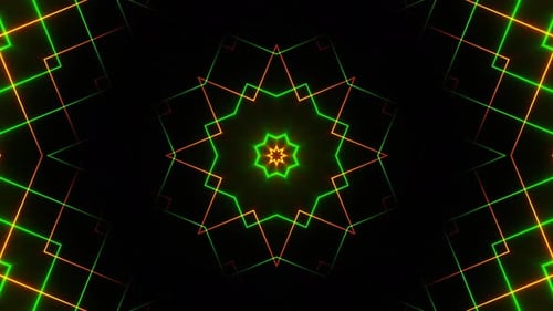 Animated Geometric Neon Line Kaleidoscope Pattern