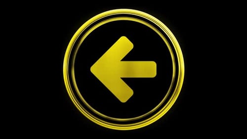 Animated 3D Golden Left Arrow Circle Icon