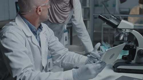 Scientists Collaborate in Brightly Lit Laboratory