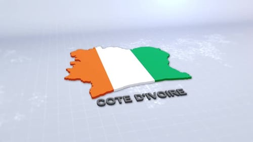 Cote D'Ivoire 3D Map Flag Reveal