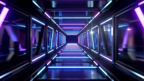 Retro Arcade Style Neon Tunnel