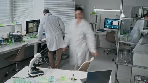 Scientists Working in Research Laboratory Analyzing Samples, Workplace