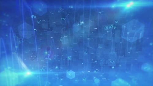 Futuristic Digital Science Animation with Chemical Elements