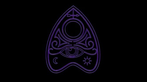 Neon Glowing Mystical Planchette Outline Animation