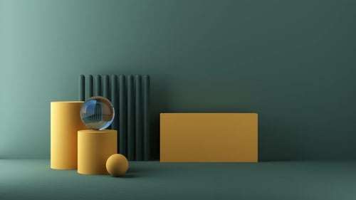 Modern Geometric Still Life in Yellow and Green
