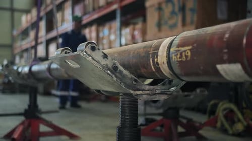 Lifting Oil Drilling Pipe for Transportation in Warehouse