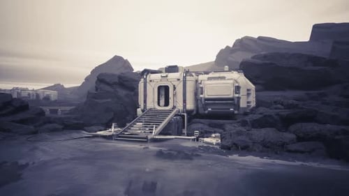 Colonial Outpost on an Alien Planet Surrounded By Rocky Terrain
