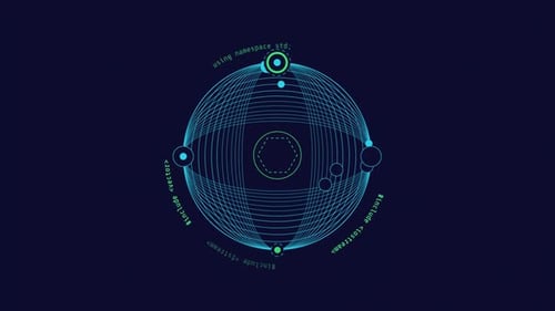 Animation en boucle d'un élément HUD à sphère filaire