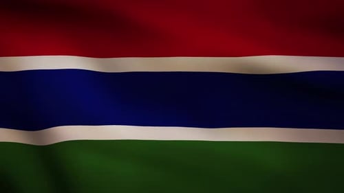 The Gambia National Flag Waving Realistic Loop