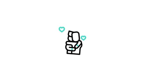 Animated Minimalist Icon of Hugging Couple with Hearts