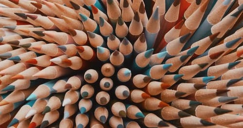 Background Colored Pencils Rotate Around the Circle